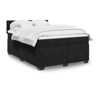 Holamys Lit à sommier tapissier de luxe noir 140 x 190 cm avec housse en velours, matelas à ressorts ensachés, surmatelas confortable, cadre de lit stable pour chambre à coucher