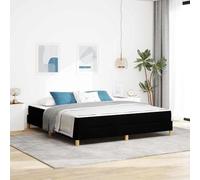 Holamys Lit à sommier tapissier, noir et marron, 180 x 200 cm, housse en tissu, cadre en bois d'ingénierie, avec matelas à ressorts ensachés, meuble de chambre moderne, super king size