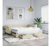Holamys Lit de jour, extensible, avec tiroirs, 90 x 200 cm, en cuir synthétique, lit 2 en 1 avec espace de rangement, meuble au design moderne pour chambre à coucher