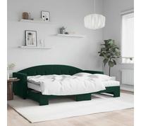 Holamys Lit de Jour Extensible Vert Foncé 80x200cm en Velours avec Lit Gigogne et Deux Matelas en Mousse Confortable, Cadre Robuste pour Chambre