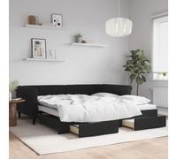 Holamys Lit de Jour Noir 100x200cm avec Lit Gigogne Escamotable et 2 Tiroirs de Rangement, Cadre en Velours Doux, Meuble Polyvalent pour Chambre d'amis