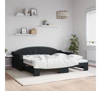 Holamys Lit de Jour Noir 90x190 cm avec Lit Gigogne Coulissant, Cadre Robuste en Tissu Durable, Idéal pour Chambre d'amis et Salon, Meuble Polyvalent pour Gagner de la Place