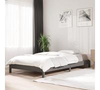 Holamys Lit Empilable Gris 75x190 cm en Bois de Pin Massif, Cadre Robuste pour Chambre à Coucher, Design Gain de Place, Meuble Durable