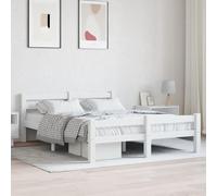 Holamys Lit en bois de pin massif, blanc, 120 x 200 cm, cadre de lit robuste en bois massif, design moderne, pour chambre à coucher, lit plateforme durable