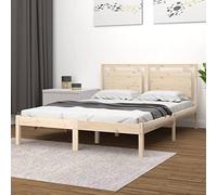 Holamys Lit en bois massif 120 x 190 cm - Cadre de lit avec tête de lit - Cadre de lit robuste pour chambre à coucher - Lit en bois non traité - 120 x 190 cm - Petit double