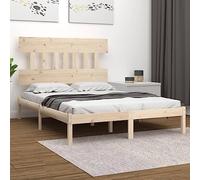 Holamys Lit en bois massif 120 x 190 cm - Cadre de lit robuste pour chambre à coucher - Lit plateforme - Non traité - 120 x 190 cm - Petit double