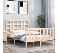 Holamys Lit en bois massif 120 x 200 cm en pin non traité, cadre de lit robuste avec sommier à lattes, lit plate-forme durable pour chambre à coucher, grain de bois naturel, espace libre de 21 cm sous