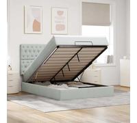 Holamys Lit ottoman avec matelas, gris clair, 140 x 190 cm, en velours, espace de rangement, matelas à ressorts ensachés, meubles de chambre à coucher