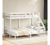 Holamys Lit superposé, 90 x 200/140 x 200 cm, blanc, en pin massif, double superposé, peu encombrant, pour enfants et adultes, cadre de lit en bois solide, meubles de chambre à coucher