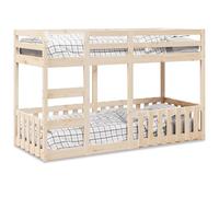 Holamys Lit Superposé 90x190 cm en Bois de Pin Massif Naturel, Cadre Robuste avec Échelle et Garde-Corps, Idéal pour Chambre d'enfants ou Invités, Design Gain de Place