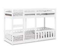 Holamys Lit Superposé Blanc 90x190 cm en Bois de Pin Massif, Cadre Robuste avec Échelle et Garde-Corps, Idéal pour Chambre d'enfant, Gain de Place, Durable