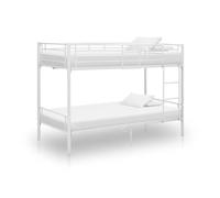Holamys Lit Superposé en Métal Blanc 90x200 cm avec Échelle et Barrières de Sécurité, Cadre de Lit Robuste pour Chambre d'enfants, Idéal pour Gagner de l'espace, Meuble Durable