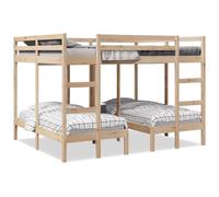 Holamys Lit Superposé Triple 160x200/80x160 cm en Pin Massif, Cadre de Lit Robuste avec Échelles, Rangement, Idéal pour Chambre d'enfant, Famille, Invités