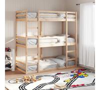 Holamys Lit superposé triple 90 x 190 cm en pin massif, cadre de lit robuste, design peu encombrant pour chambre à coucher, lit superposé pour enfants et adultes