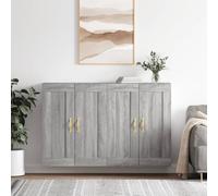 Holamys Lot de 2 armoires murales en bois Sonoma gris - 69,5 x 34 x 90 cm - Armoires suspendues robustes pour cuisine et salon - Solution de rangement polyvalente