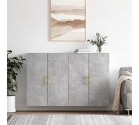 Holamys Lot de 2 armoires murales, en matériau dérivé du bois, 69,5 x 34 x 90 cm, gris béton, avec portes, grand espace de rangement