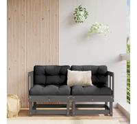Holamys Lot de 2 canapés d'angle de jardin en bois de pin massif - Modulaires - Pour terrasse, balcon, patio, meubles de jardin robustes pour des heures de détente - Gris