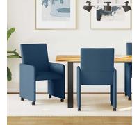 Holamys Lot de 2 chaises de salle à manger avec roulettes - Revêtement en tissu bleu - 57 x 66 x 94 cm - Design moderne - Ergonomique - Structure en métal - Pour cuisine et salle à manger