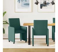 Holamys Lot de 2 chaises de salle à manger avec roulettes - Vert foncé - 57 x 66 x 94 cm - Design ergonomique - Housse en tissu - Structure en métal - Pour cuisine et salle à manger
