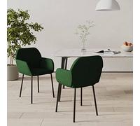 Holamys Lot de 2 chaises de salle à manger en velours vert foncé, chaises rembourrées modernes avec accoudoirs, pieds en métal, confortables Sillas de Comedor pour cuisine, salle à manger, salon