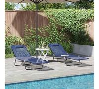 Holamys Lot de 2 chaises longues pliantes, réglables, bleu marine, pour jardin et terrasse, idéales comme chaise de salon d'extérieur au bord de la piscine