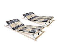 Holamys Lot de 2 sommiers à lattes, 42 lattes en bois de bouleau, 7 zones, 80 x 200 cm, bois de hêtre et de bouleau, tête et pied de lit réglables, pour cadre de lit