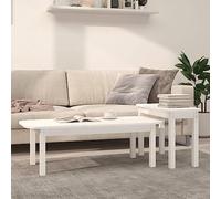 Holamys Lot de 2 tables basses blanches en pin massif, design peu encombrant pour salon, plateau de table robuste, polyvalent, table d'appoint moderne duo