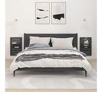 Holamys Lot de 2 tables de chevet murales en bois de pin massif gris, 40 x 17,5 x 63 cm, étagères murales flottantes pour chambre à coucher, étagères flexibles, peu encombrantes