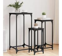 Holamys Lot de 3 tables gigognes noires en bois et métal, design industriel, peu encombrantes, robustes, pour salon, chambre à coucher, bureau