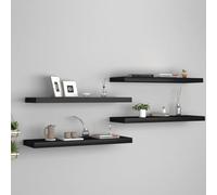 Holamys Lot de 4 étagères flottantes en MDF - Noir - 80 x 23,5 x 3,8 cm - Avec support invisible - Design plaque en nid d'abeille - Étagère flottante stable pour mur - Pour livres, décoration