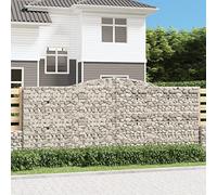 Holamys Lot de 4 gabions avec arc surélevé - 400 x 30 x 160/180 cm - En fer galvanisé - Construction stable pour le jardin - Remplissage décoratif en pierre - Durable