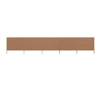 Holamys Lot de 5 toiles anti-vent, 600 x 80 cm, taupe, brise-vue pliable en tissu non tissé avec piquets en bois, idéal pour jardin, terrasse, piscine, design extérieur robuste