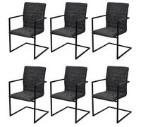 Holamys Lot de 6 chaises de salle à manger cantilever en cuir synthétique noir avec rembourrage en mousse - Chaises de cuisine modernes - Cadre en acier - 53 x 61 x 88,2 cm - Grand confort pour salle