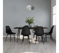 Holamys Lot de 6 chaises de salle à manger en polypropylène noir avec pieds en métal, 46 x 52 x 84 cm, dossier ergonomique, design moderne pour cuisine et salle à manger