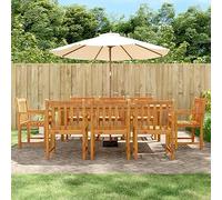 Holamys Lot de 8 chaises de jardin, 56 x 55,5 x 90 cm, en bois massif d'acacia huilé, robustes avec accoudoirs, chaises de terrasse confortables pour balcon et jardin, chaises en bois durable