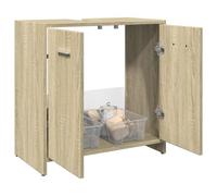 Holamys Meuble de lavabo en chêne Sonoma 60 x 33 x 60 cm, matériau dérivé du bois, durable, résistant à l'humidité, grand espace de rangement pour salle de bain
