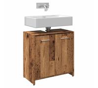 Holamys Meuble de salle de bain, aspect bois ancien, 60 x 33 x 60 cm, en matériau dérivé du bois, avec espace de rangement, résistant à l'humidité, facile d'entretien, pour salle de bain