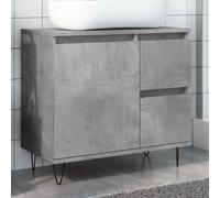 Holamys Meuble de salle de bain avec espace de rangement, gris béton, 65 x 33 x 60 cm, en matériau dérivé du bois, résistant à l'humidité