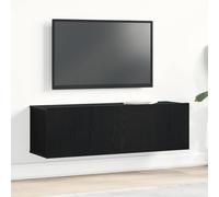 Holamys Meuble TV moderne en chêne noir, 100 x 30 x 30 cm, matériau du bois, montage mural, console multimédia pour salon, chambre à coucher, centre de divertissement