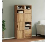 Holamys ODDA Lot de 4 armoires d'appoint, 40 x 24 x 79 cm, bois de pin massif, finition cire de miel, rangement modulaire pour salon, cuisine