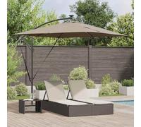 Holamys Parasol banane en acier revêtu par pulvérisation, protection UV, coupe-vent, avec manivelle et LED solaires pour jardin, terrasse, balcon - Taupe - 249 x 249 x 250 cm