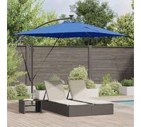 Holamys Parasol banane en acier revêtu par pulvérisation, protection UV, lumières LED solaires, résistant au vent, pour jardin, terrasse - Bleu - 249 x 249 x 250 cm