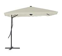 Holamys Parasol blanc sable 250 x 250 cm avec mât en acier robuste et pied en croix - Parasol de terrasse rotatif à 360° - Protection UV pour jardin, balcon et extérieur