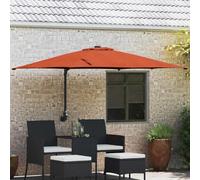 Holamys Parasol de jardin en terre cuite, 247,5 x 248,5 x 160 cm, montage mural, inclinable, résistant aux UV, en polyester robuste et acier, idéal pour terrasse, jardin, balcon