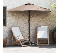 Holamys Parasol de jardin - Taupe - 294 x 150 x 224 cm - Rectangulaire - Avec éclairage LED solaire - Manivelle manuelle - Pour jardin et extérieur