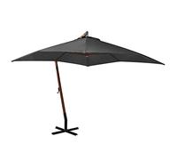 Holamys Parasol déporté avec mât anthracite 3 x 3 m - Bois de sapin massif - Résistant aux UV - Pour terrasse et jardin - Grand espace libre sous la protection solaire