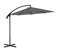 Holamys Parasol déporté avec mât en acier, 300 cm, anthracite, protection UV, système de manivelle, pour jardin, terrasse et piscine, parasol robuste pour patio extérieur