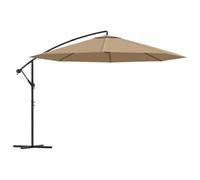Holamys Parasol déporté avec mât en aluminium, 350 cm, taupe, protection UV, base en croix, mécanisme à manivelle, pour jardin et terrasse, parasol d'extérieur résistant aux intempéries