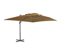 Holamys Parasol déporté avec mât en aluminium - 400 x 300 cm - Taupe - Parasol suspendu pour jardin et terrasse - Protection UV - Avec manivelle et fonction d'inclinaison