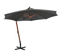 Holamys Parasol déporté avec mât en bois de sapin massif, anthracite, 350 x 290 cm, protection solaire résistante aux UV pour terrasse, jardin et extérieur
